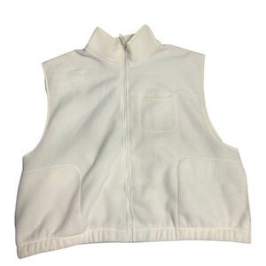 Old Navy Fleece Vest‎ Women's 2X White Zip Front Sleeveless Warm Plus Size